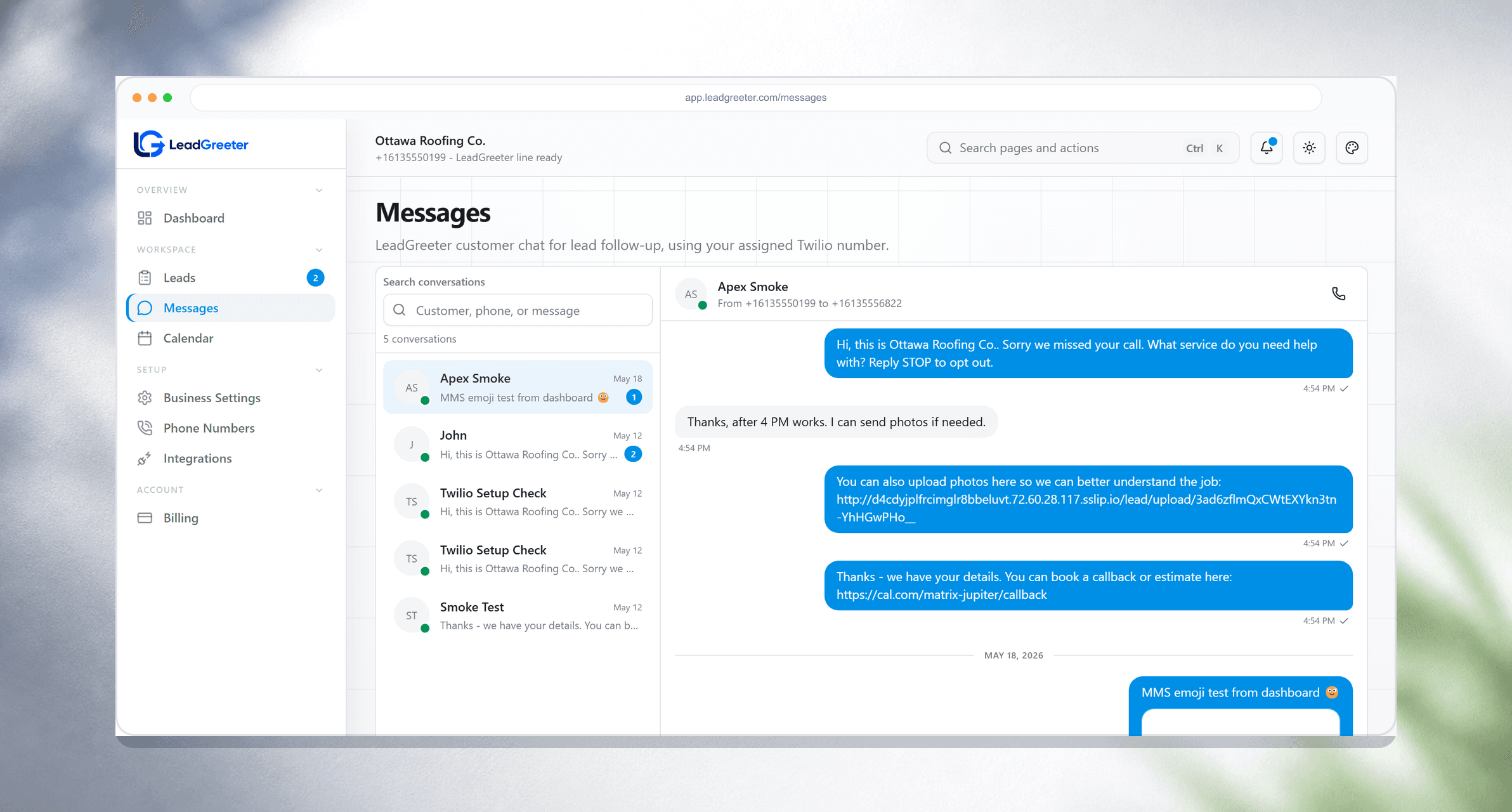 LeadGreeter lead intelligence dashboard
